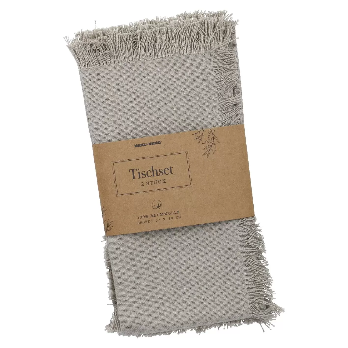 NANU-NANA 2er Set Platzset Fransen, Taupe, 33 X 48 Cm Discount