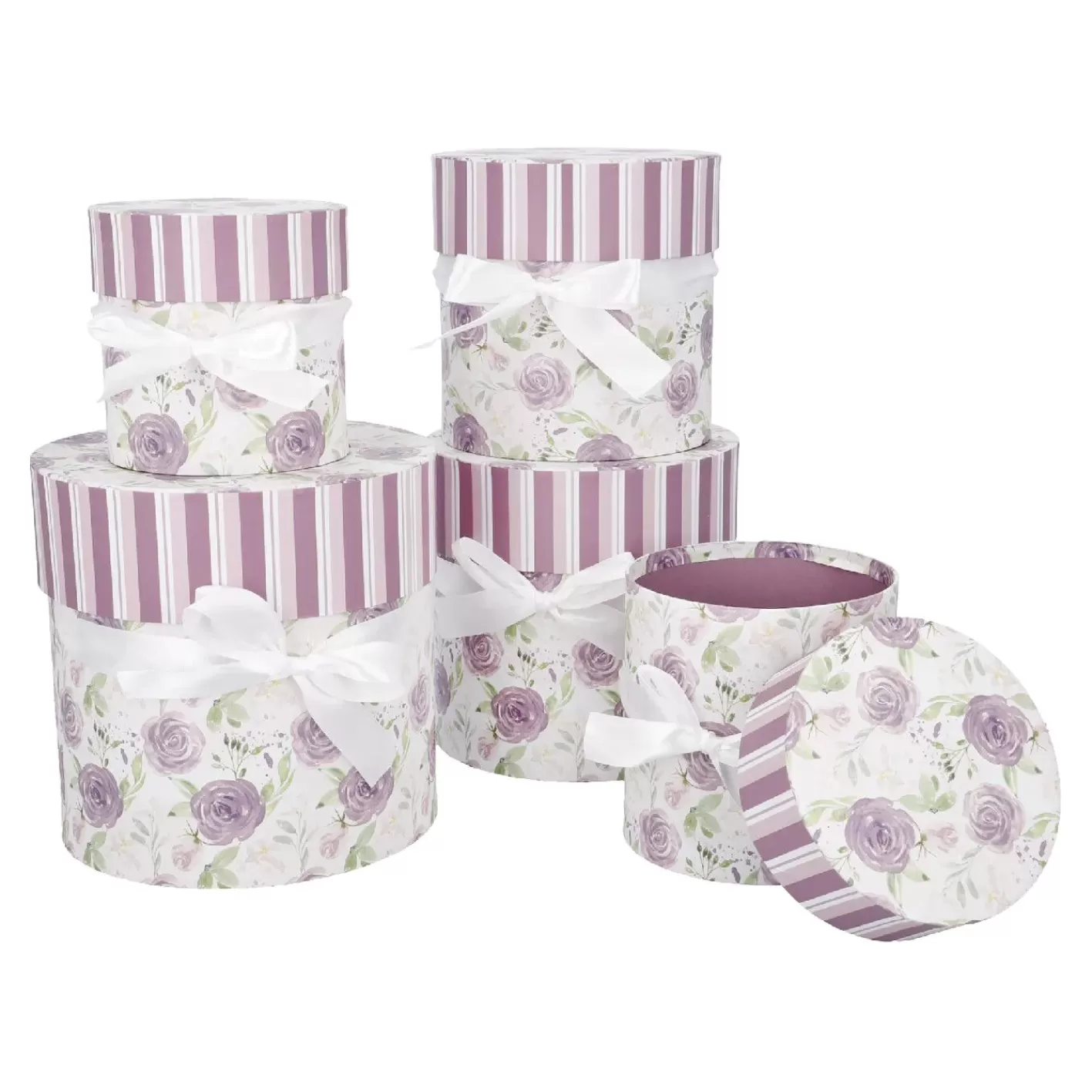 NANU-NANA 5er Set Geschenkkarton Rosenl/rund, Lila Sale