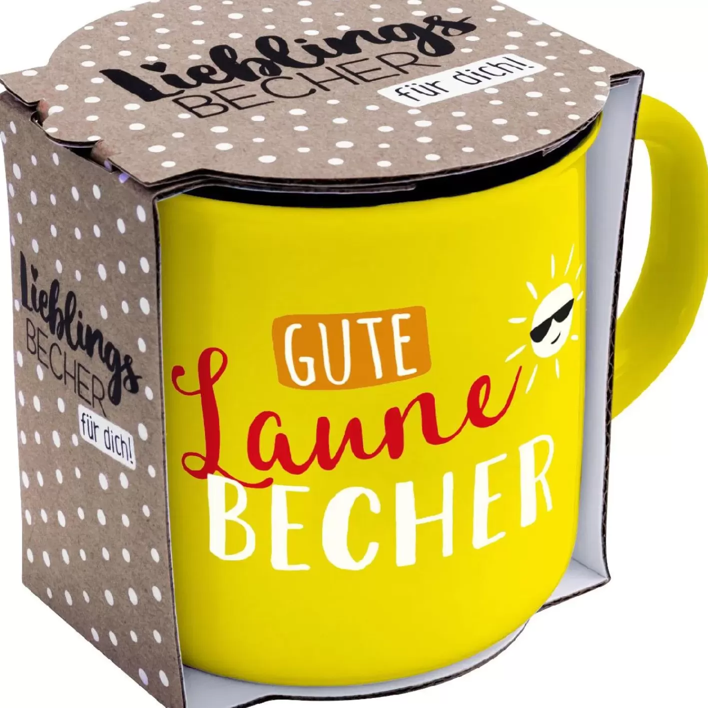 NANU-NANA Becher Emaille-Optik, Gute Laune Becher, 350 Ml Hot