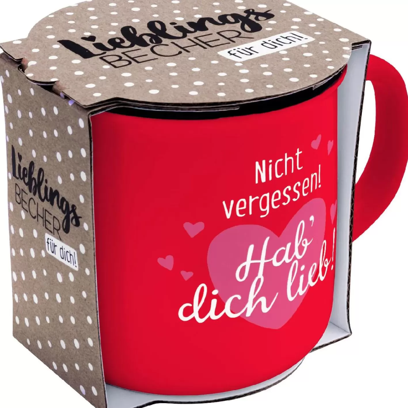 NANU-NANA Becher Emaille-Optik, Hab Dich Lieb, 350 Ml Store