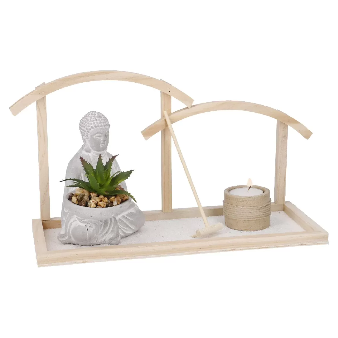 NANU-NANA Buddha Dekotablett, Natur/grau Discount