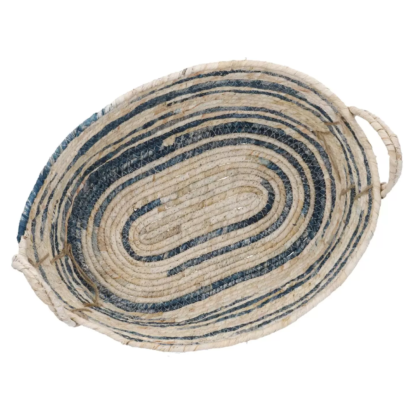 NANU-NANA Korb Streifen, Oval, Blau/natur, 42 Cm Clearance