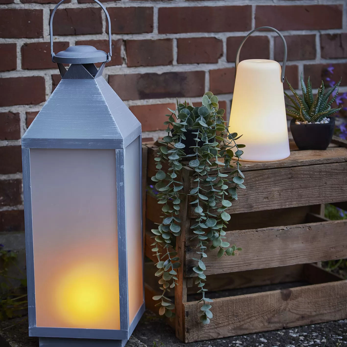 NANU-NANA LED-Laterne Outdoor, Grau-gewischt, 60 Cm Online