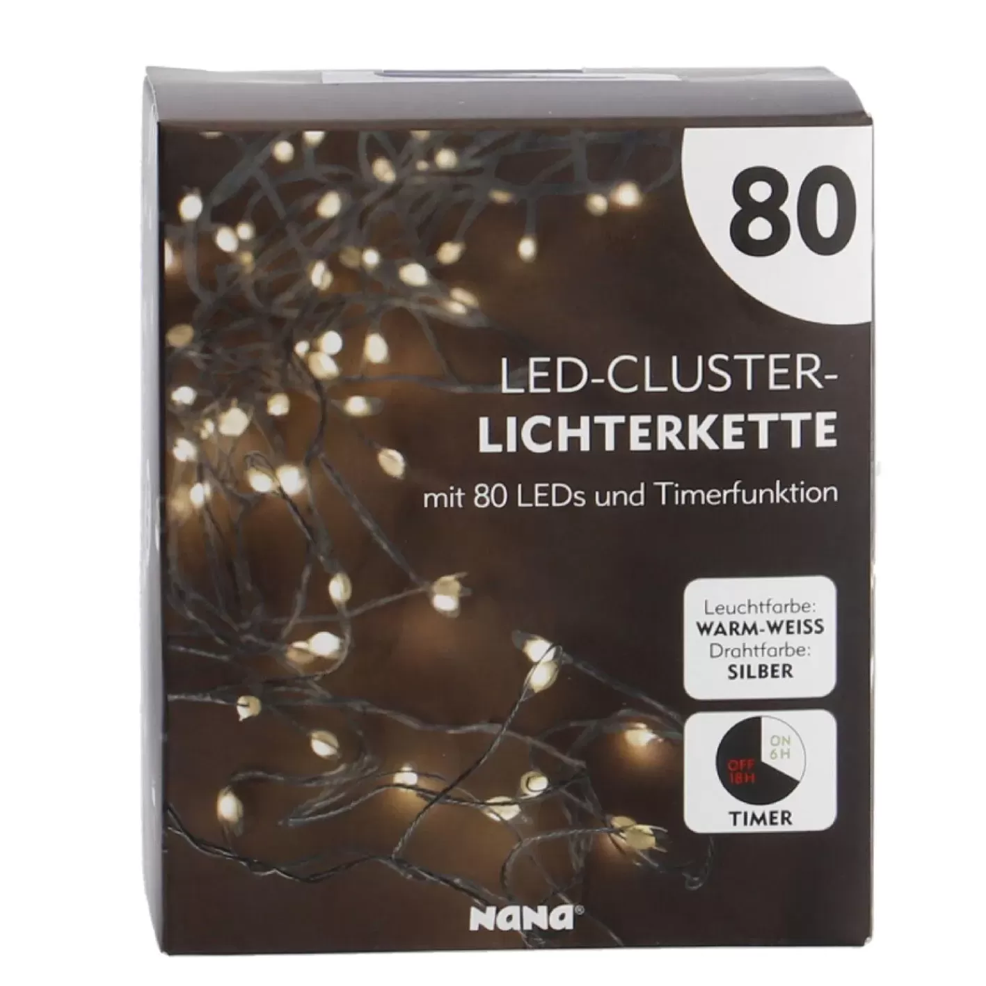 NANU-NANA LED-Lichterkette Cluster, Silber, 80er New