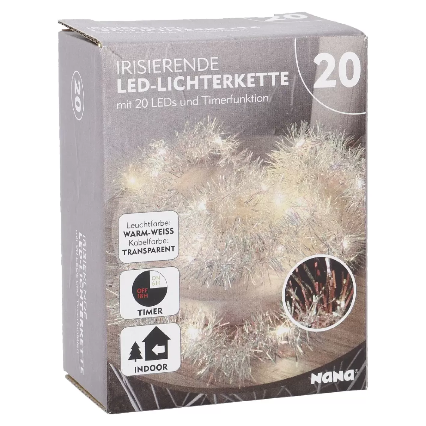 NANU-NANA LED-Lichterkette, Irisierend/warm-weiß, 20er Hot