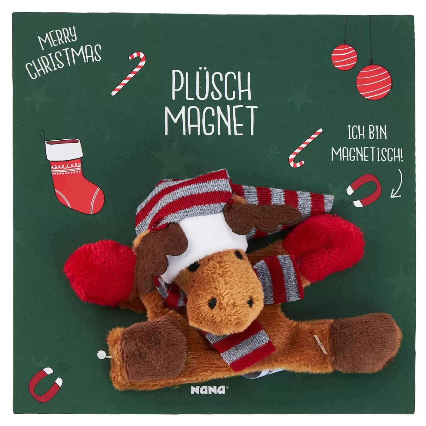 NANU-NANA Plüschmagnet Xmas, Elch, 9 Cm Fashion